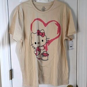 Sanrio Hello Kitty Short Sleeve Crewneck T Shirt Mens Large Beige NWT